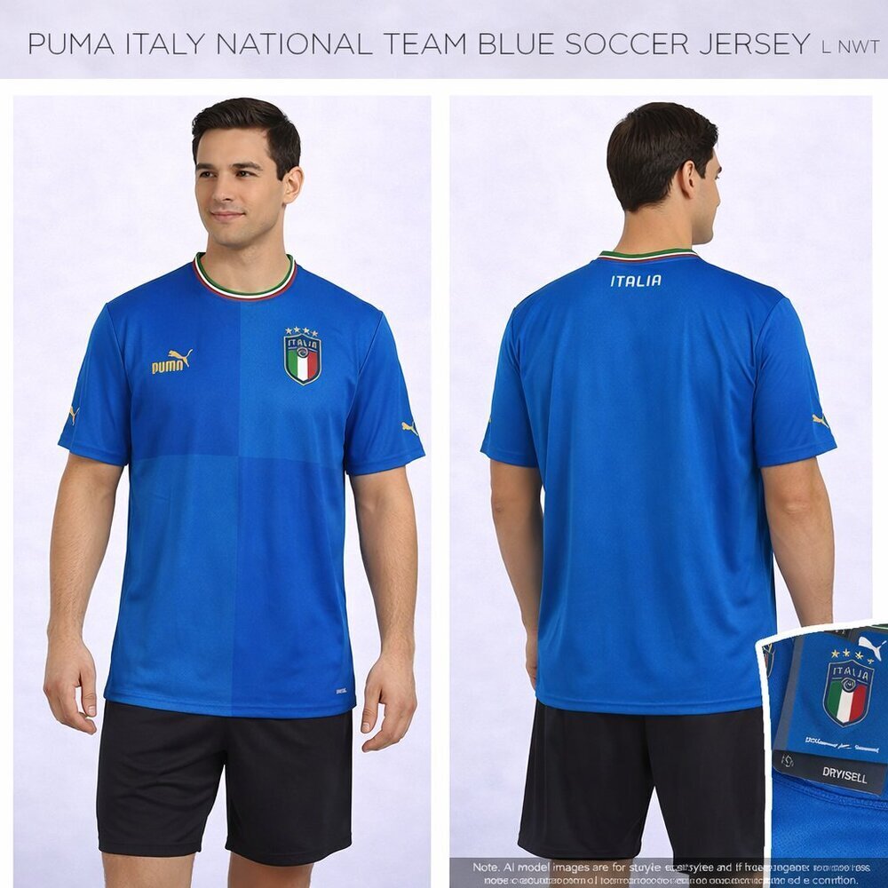 Puma Italy National Team Blue Soccer Jersey L NWT